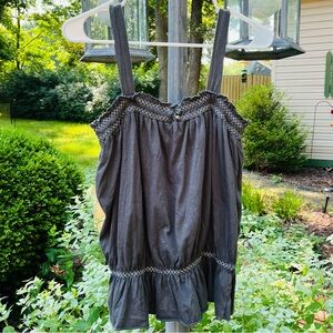 SALE! DKNY dark gray cotton tank top with silver stitching detail